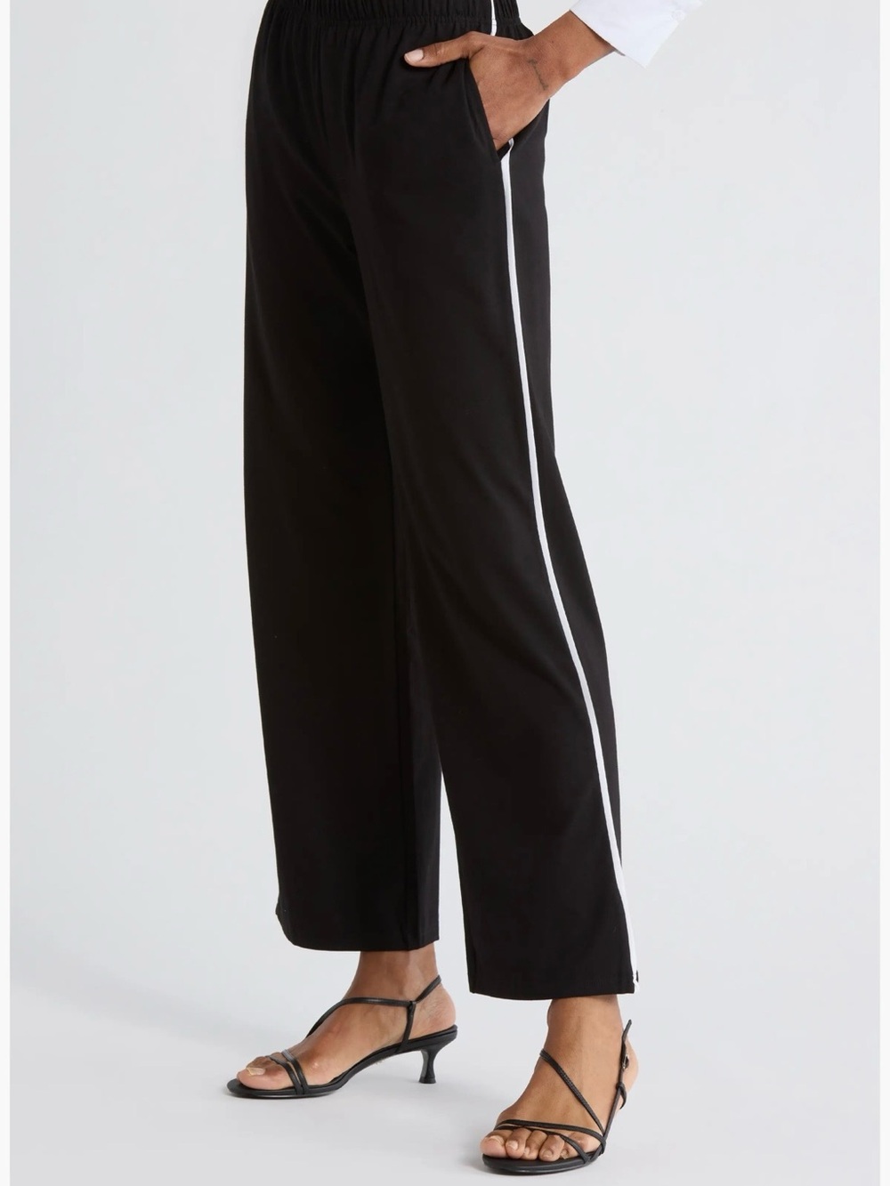 Jason Wu Black Wide-Leg Pants with White Side Stripe